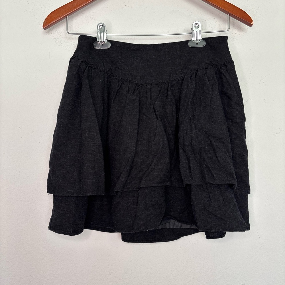 EXPRESS TIERED RUFFLE BLACK MINI SKIRT SZ 0